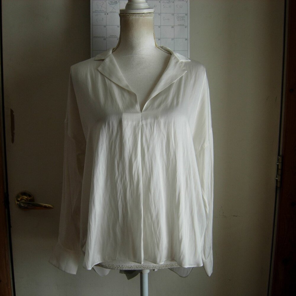Zadig & Voltaire White Judo Tamy Satin Pop Over Top XS